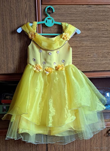 Платье с корсетом желтое-лимонное, нарядное на 4-6лет (р.98-122), б.у