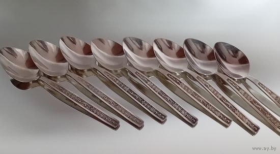 Ложки столовые. Мельхиор. Посеребрение. 8 ложек