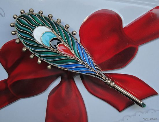 Брошь с эмалями "Перо" (СССР)