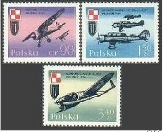 Польша 1971 Mi PL 2119-21 - Военные самолеты - 3 марки MNH ** транспорт