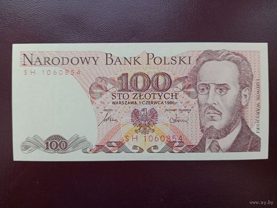 Польша 100 злотых 1986 UNC