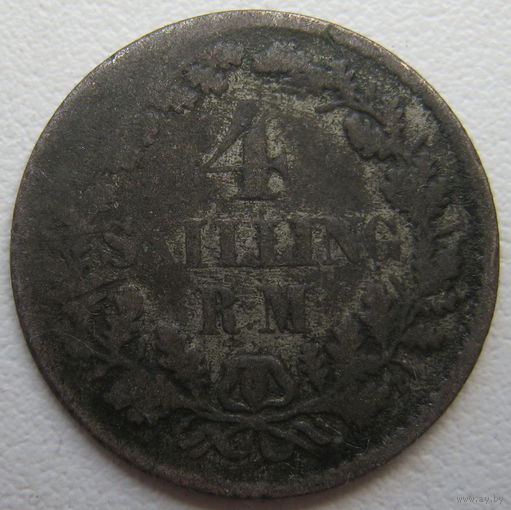 Дания 4 скиллинг-ригсмёнта 1854 г.
