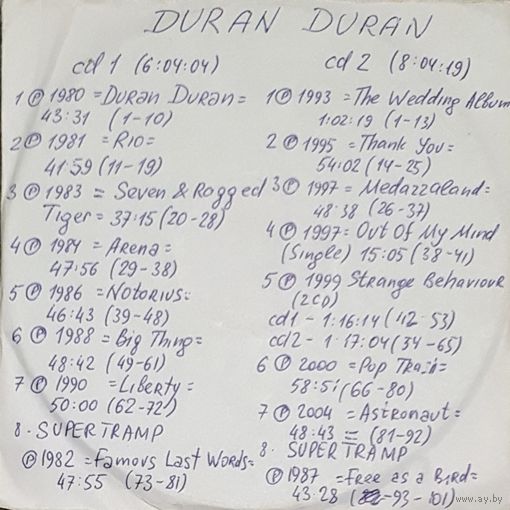 CD MP3 дискография DURAN DURAN - 2 CD