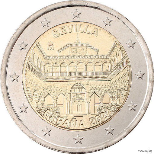 2 евро 2024 Испания Севильский собор Алькасар и Архив Индий UNC из ролла