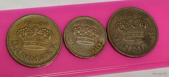 Лот монет Дании. 3 штуки.