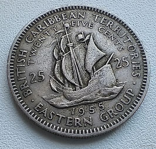 Восточные Карибы 25 центов, 1955.  5-8-4