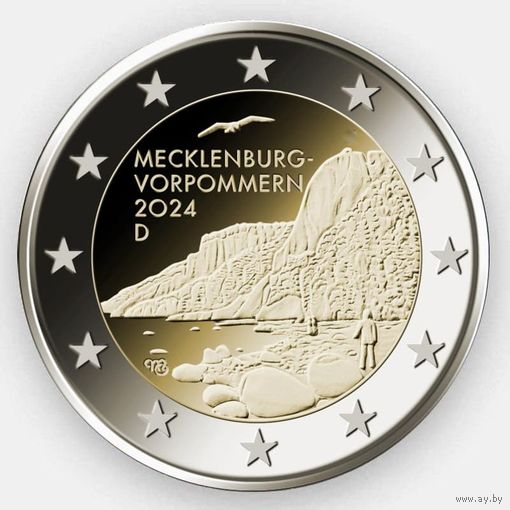 2 евро 2024 Германия G Мекленбург-Передняя Померания UNC из ролла