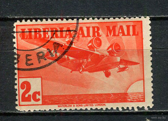 Либерия - 1938 - Самолет 2С. Авиамарка - [Mi.299] - 1 марка. Гашеная.  (Лот 32HN)-T2P17