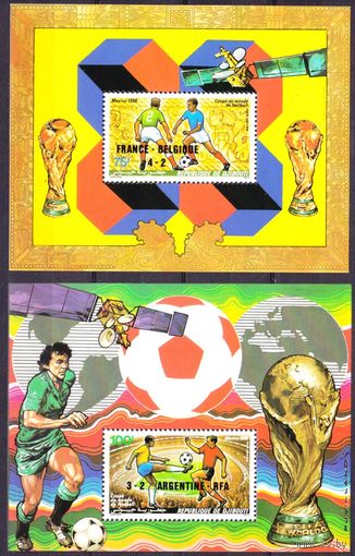 1986 Джибути 475/B128-476/B129 Чемпионат мира по футболу FIFA 1986 в Мексике, надпечатка 30,00 евро