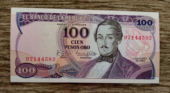Werty71 Колумбия 100 песо 1980 UNC банкнота