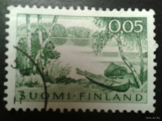 Финляндия 1963 стандарт, пейзаж с лодкой