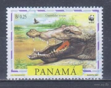 [1610] Панама 1997. Фауна.Рептилии.Крокодил. Гашеная марка.