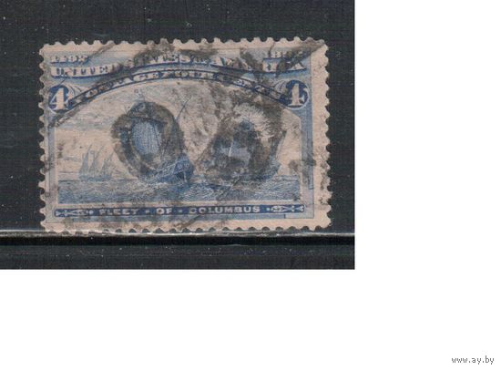США-1893, (Мих.76), гаш.   , 400-лет открытия Америки, Колумб, Флот, Корабли(2)