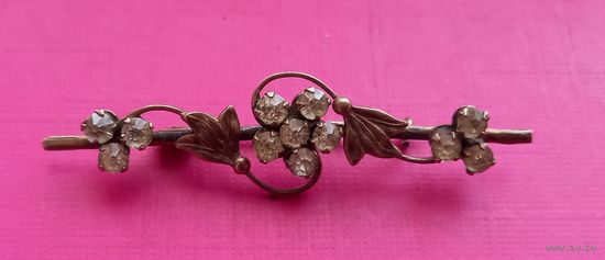 Редкая винтажная серебряная брошь с горным хрусталем. 875 проба с головой