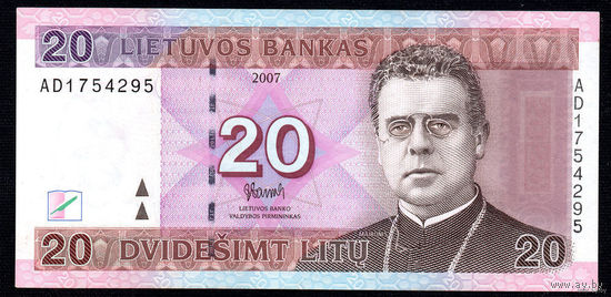 ТОРГ! 20 Лит 2007! Серия AD! Литва! ВОЗМОЖЕН ОБМЕН!