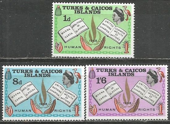 Тёркс и Кайкос. 20 лет Декларации по Правам человека. 1968г. Mi#217-19. Серия.