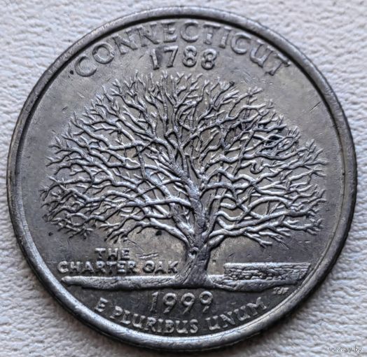 США 25 центов (квотер) 1999 Р Connecticut