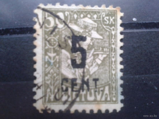 Литва, 1922, Стандарт, надпечатка 5с на 50Sk