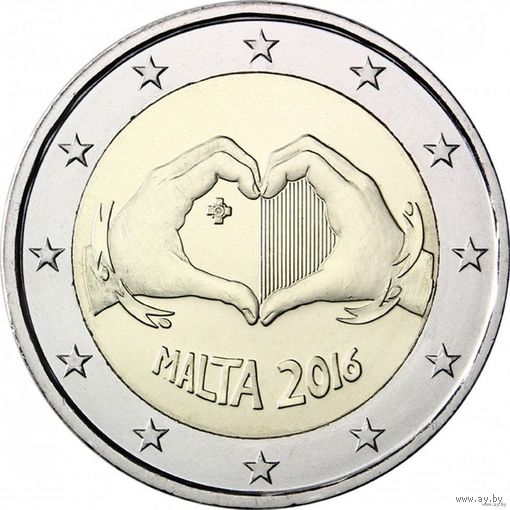 2 евро 2016 Мальта Любовь UNC из ролла