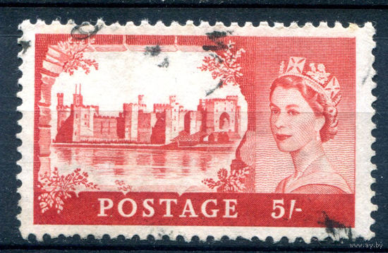 Великобритания - 1959г. - королева Елизавета II, замки, 5 Sh - 1 марка - гашёная [Mi 336]. #3-GB-67-A-2