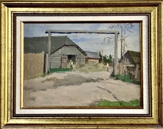 Дорошевич Ф.И;Сельский вид;картон/масло;24/35см