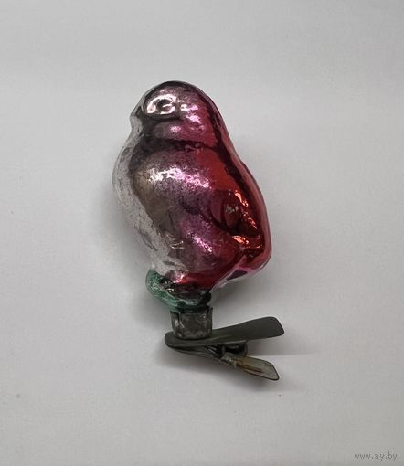 Елочная игрушка птица воробей СССР