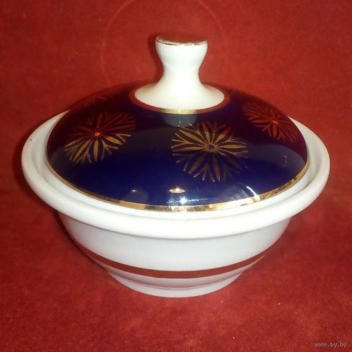 Масленка кобальт позолота СССР джемница