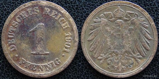 YS: Германия, Рейх, 1 пфенниг 1901D, KM# 10 (1)