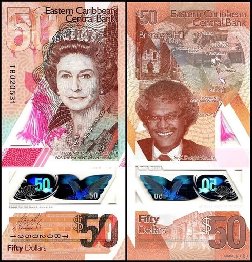 Восточные Карибы 50 долларов образца 2019 года UNC pw59