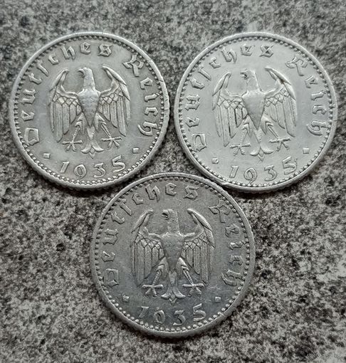 50 пфеннигов 1935 год D,E,F