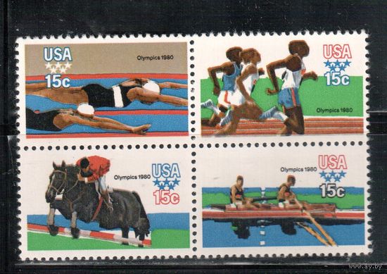 США-1979, (Мих.1398-1401) , ** , Спорт, ОИ-1980 в Москве , (полная серия)(1)