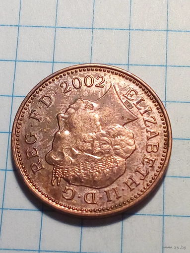 1 пенни Великобритания 2002 год