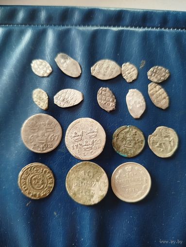 Лот серебрушек,17 шт,с рубля