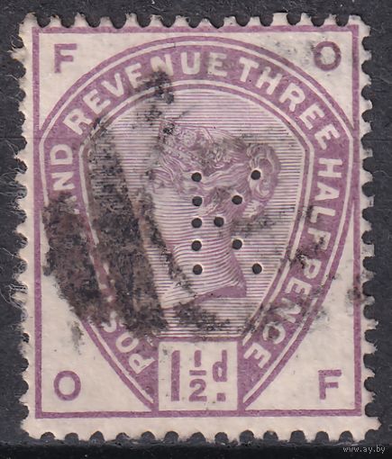 72.Br. Великобритания. Виктория. 1 1/2P. 1884 г. Mi.#73. Перфин.