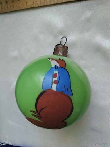 Ёлочный шар Ворона и лиса.Толстое стекло.Каталог.