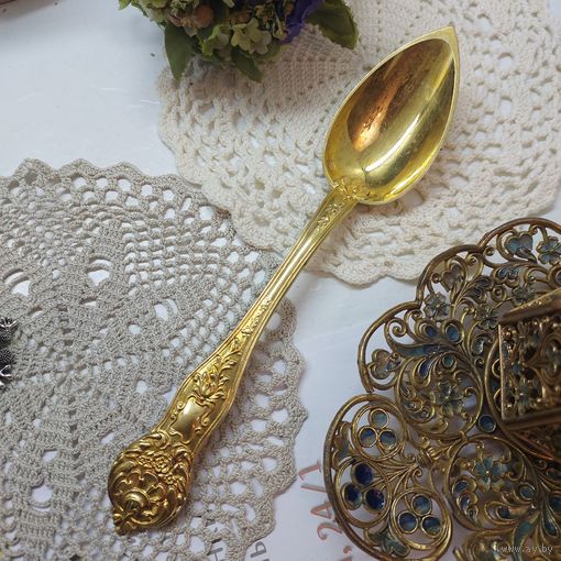 Изящная ложка СТОЛОВАЯ, около 1860г. Франция. СЕРЕБРО В ЗОЛОТЕ с 1 рубля