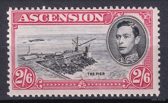 165.BrK. Великобритания. Колонии. Асенсьон. Георг VI. Местные мотивы. 1944 г. 2,6 Sh. Mi.#50C.