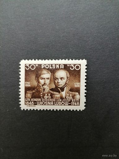 Польша 1948 Марка из серии "100 лет революции 1848 года" (чистая* есть небольшое пятно) Mi.498 каталог 1.80 евро