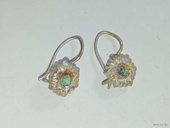 Серьги  старинные  . Распродажа винтажный бижутерии с рубля !