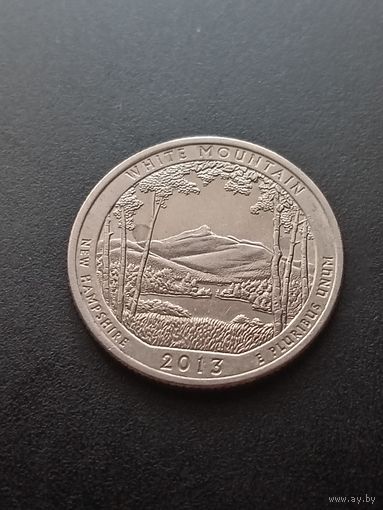 CIF 25 центов  2013 г. D - Национальный лес Белые горы (Нью-Гемпшир)