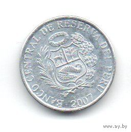ПЕРУАНСКАЯ РЕСПУБЛИКА. 1 СЕНТИМО 2007. ПТИЦЫ. ЭТНИКА.
