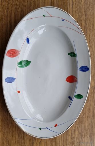 Большое овальное блюдо, ручная роспись, Барановка.