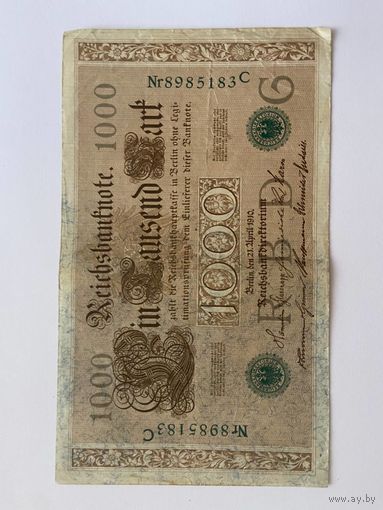 1000 марок Германской империи- зеленая печать
