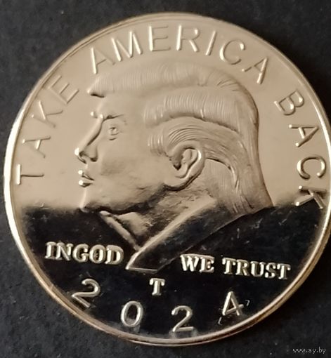 Памятная монета медаль Дональд Трамп 2024 в цвете серебра