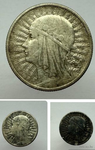 Монеты: серебро Польша (3 шт) 2 злотых 1933-1934 год Ядвига