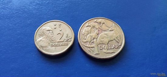 2 доллара и 1 доллар 1984-1988 год Австралия (Состояние на фото,в лоте 2 монеты)