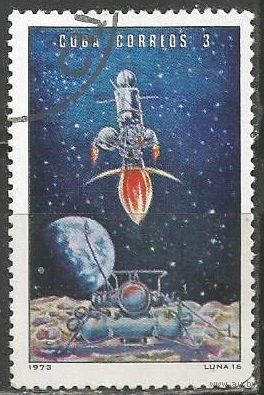 Куба. День космонавтики в СССР. Луна-16. 1973г. Mi#1873.