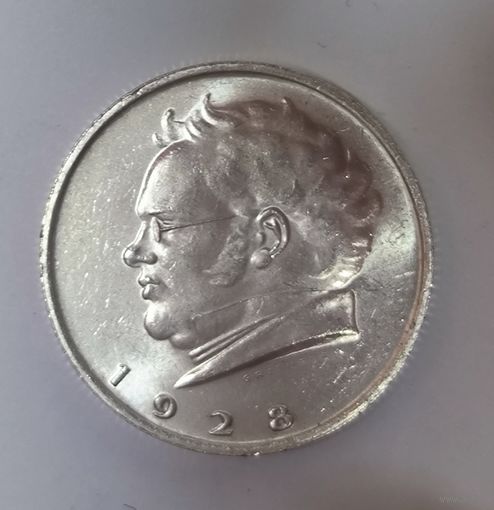 2 шиллинга 1928 Шуберт Австрия. Ярчайшая! В коллекцию!