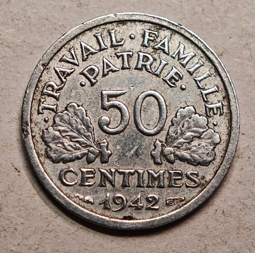 1942 год 50 сантим Франция