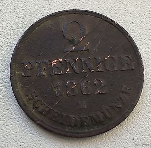 Ганновер 2 пфеннига, 1862 1-8-16